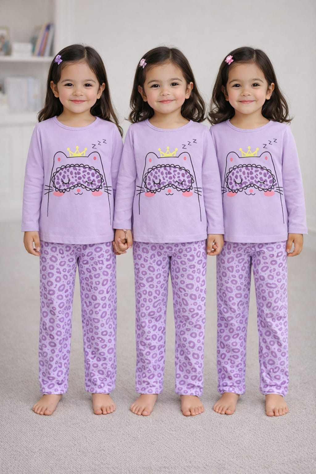 2 PCS SLEEPY CAT PRINTED DRESS