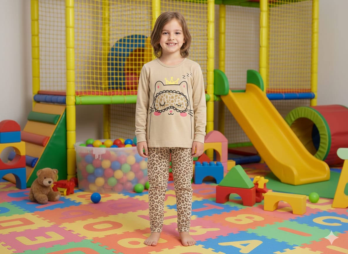 2 PCS SLEEPY CAT PRINTED DRESS