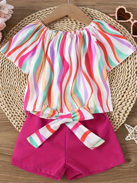 RAINBOW HALF SLEEVES KIDS SHORT SET