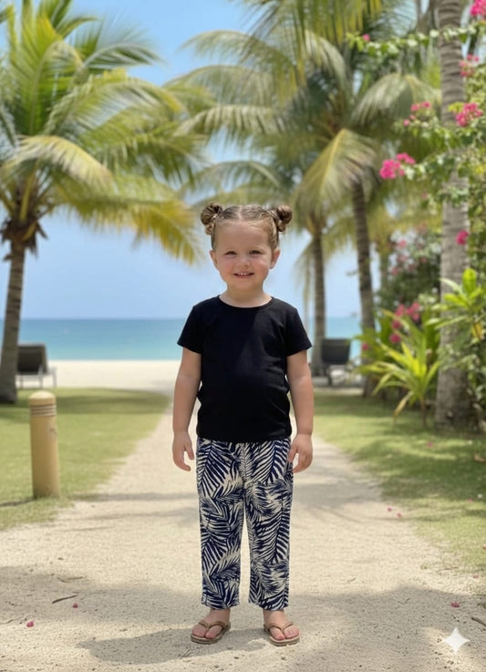 Leave Printed Black n White Causal Wear Kid Suit