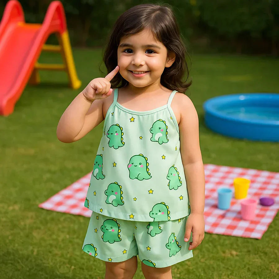 Mint Dino Dreams Kids Short Set