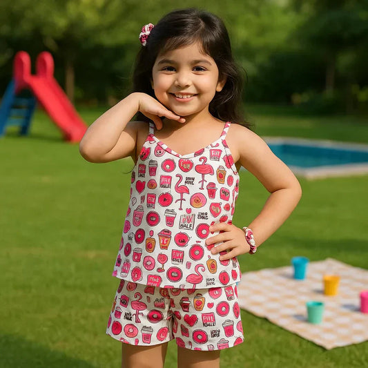 Pink Vibe Kids Short Set