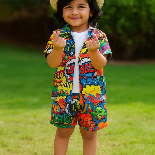 COMICS PATTERN KIDS SHORT SET