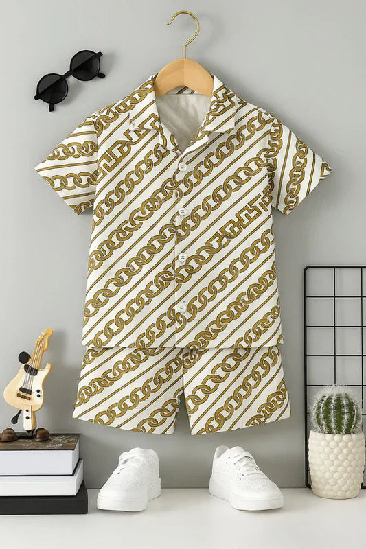 BABY BOY 2 PCS CHAIN PRINT SHORT SET