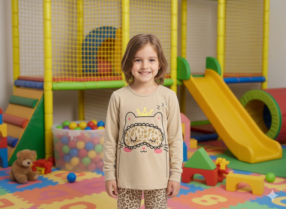2 PCS SLEEPY CAT PRINTED DRESS