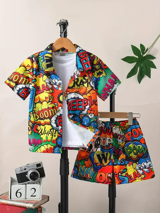 COMICS PATTERN KIDS SHORT SET